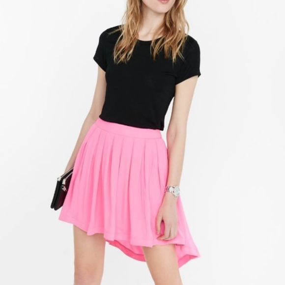 EXPRESS Bubble Gum Pink Fully Lined Bright Fluro Pink Hi Lo Skirt ⭐ - Picture 5 of 8